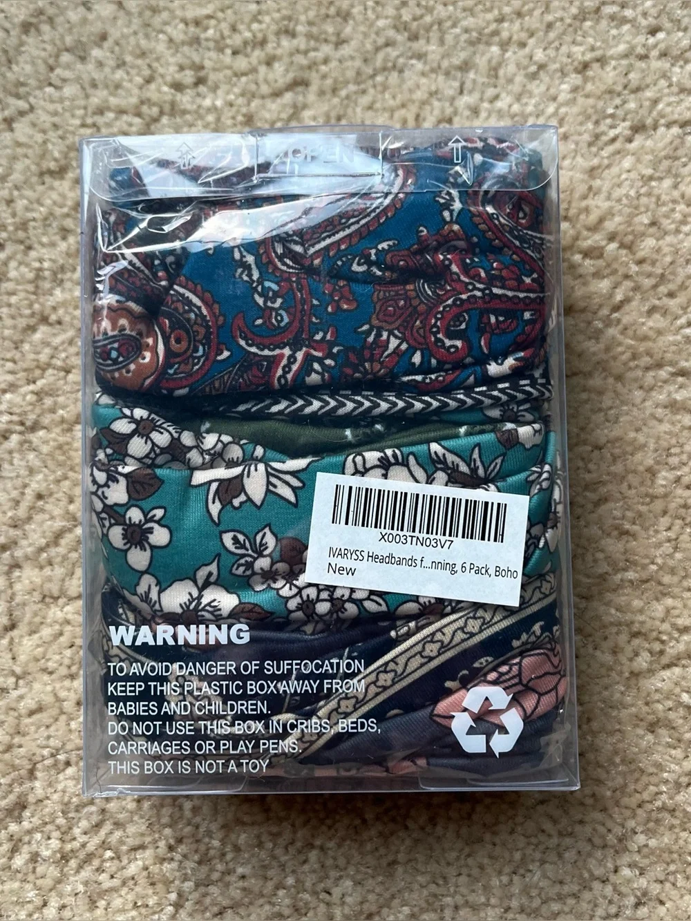 NWT Pack of 6 Ivaryss Boho Floral Wide Nonslip Fabric Headbands